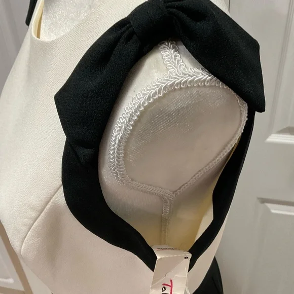 🌱NWT Talbots Women’s Maxi Black/White Shoulders Bows Details, Size 6 - Picture 3 of 13